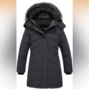 ZSHOW Girls' Warm Outerwear Coat Fleece Lined Puffer Jacket (Dark Grey, 10-12)